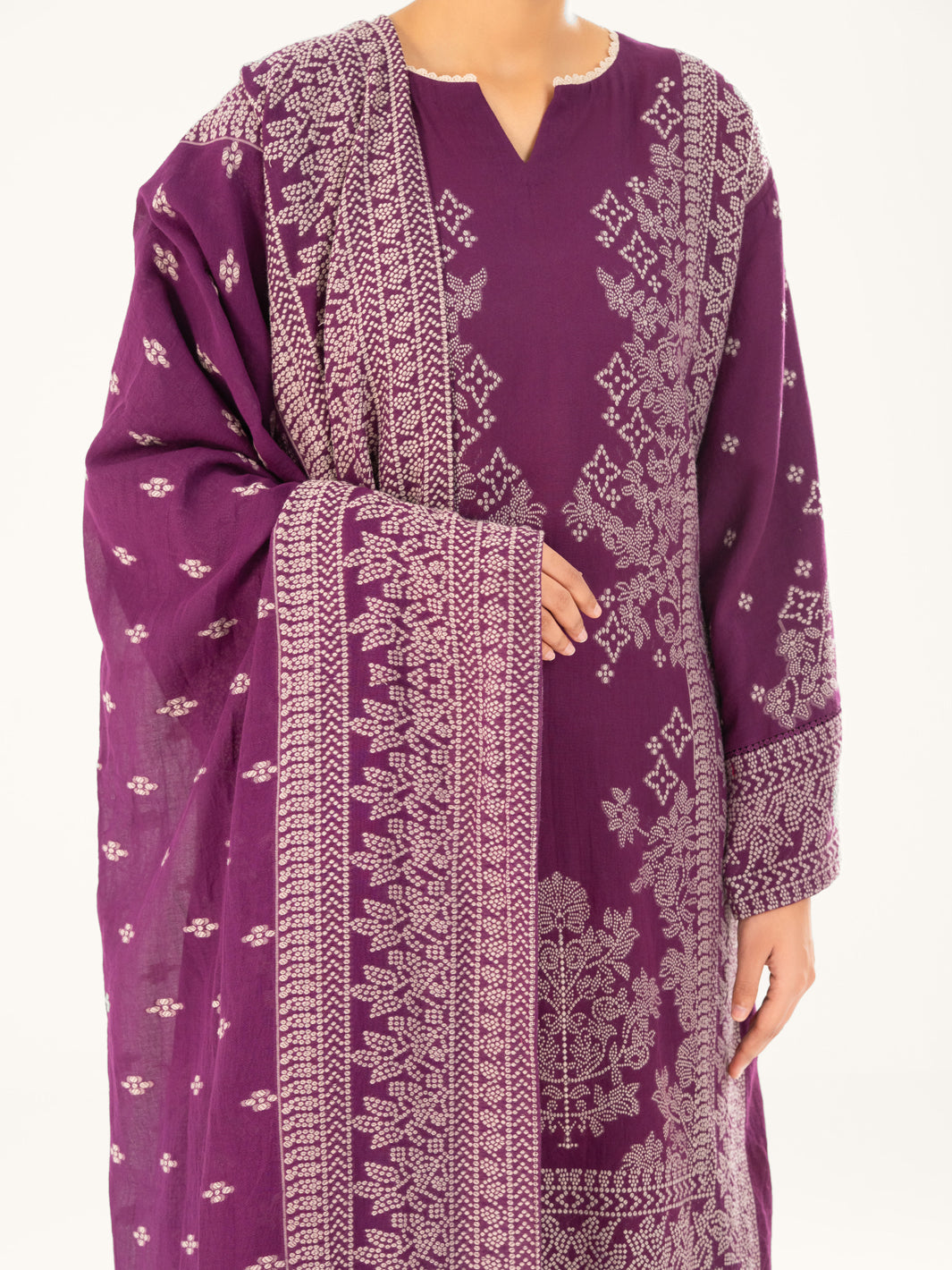 Purple Jacquard 3Pc Stitched - AWP-3PS-751