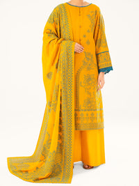 Yellow Jacquard 3Pc Stitched - AWP-3PS-749