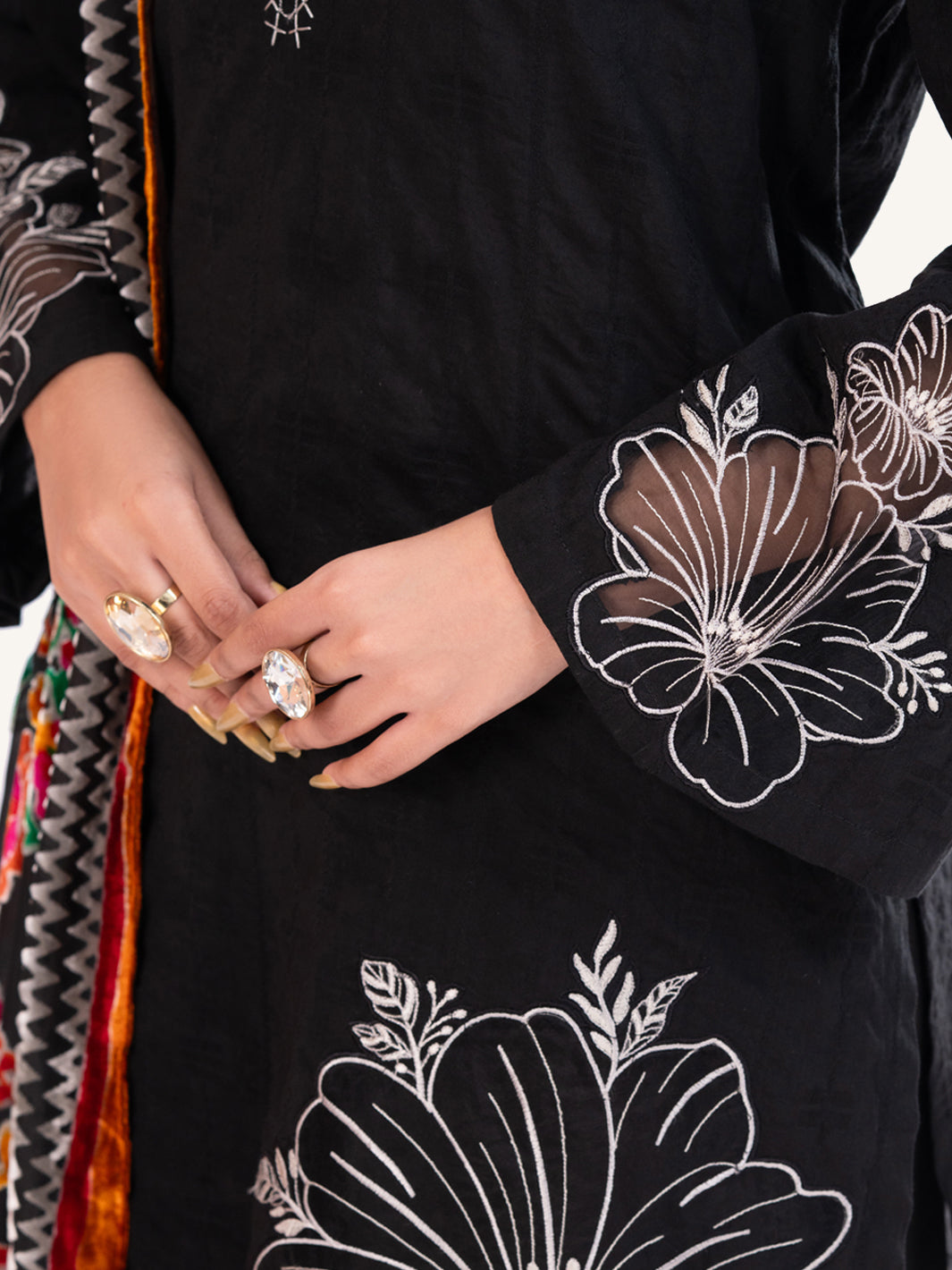 Black Yarn Dyed 3Pc Unstitched - AWP-3PS-748