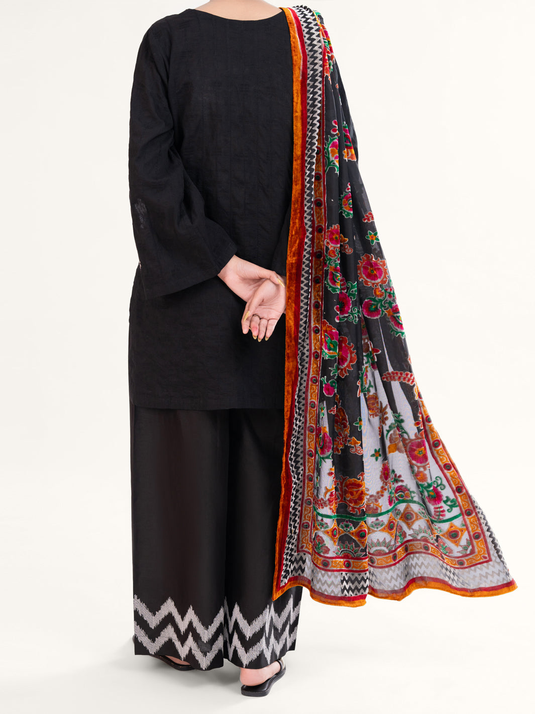 Black Dobby 3Pc Stitched - AWP-3PS-748