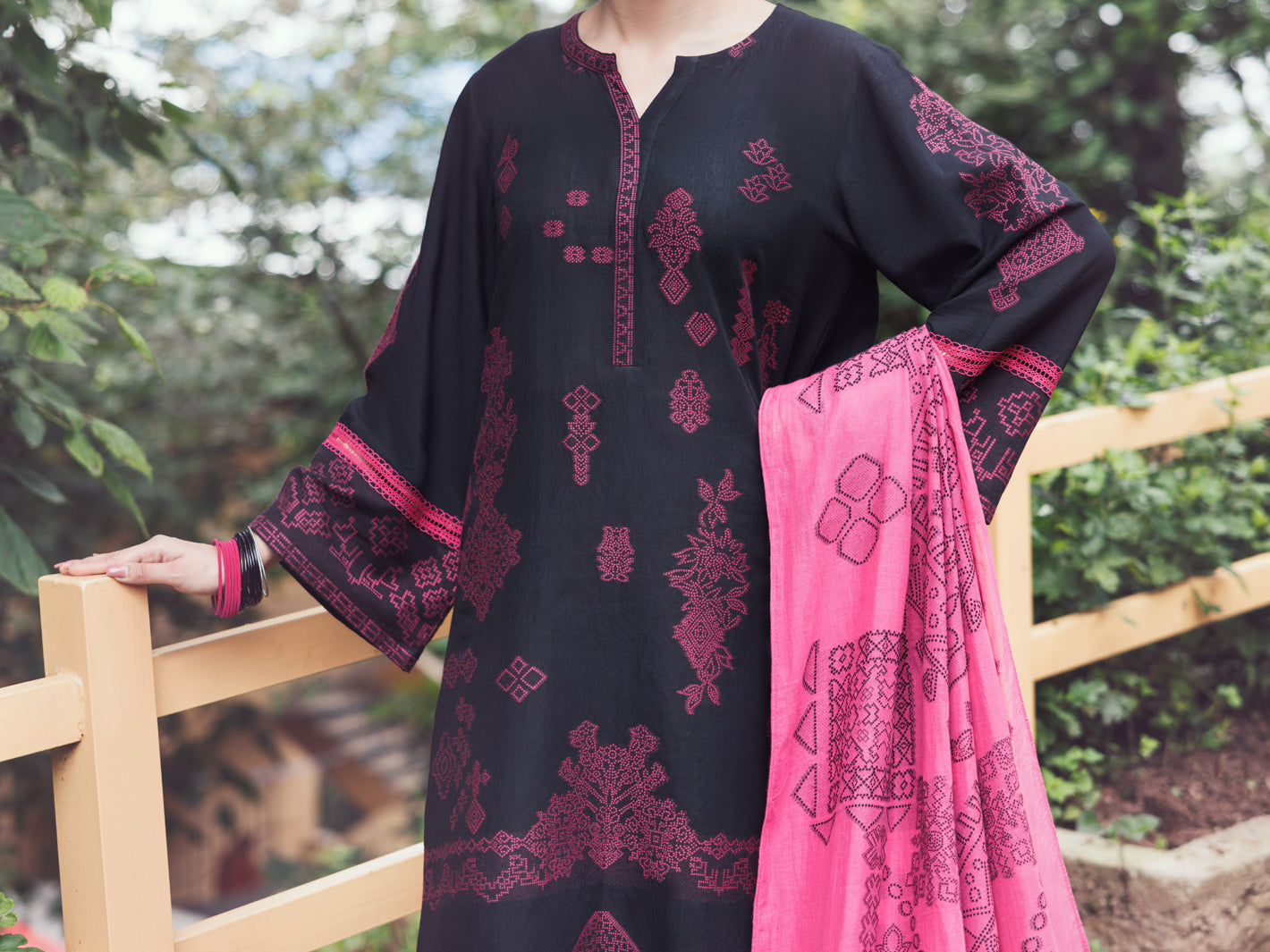 Black Jacquard 3Pc Stitched - AWP-3PS-750