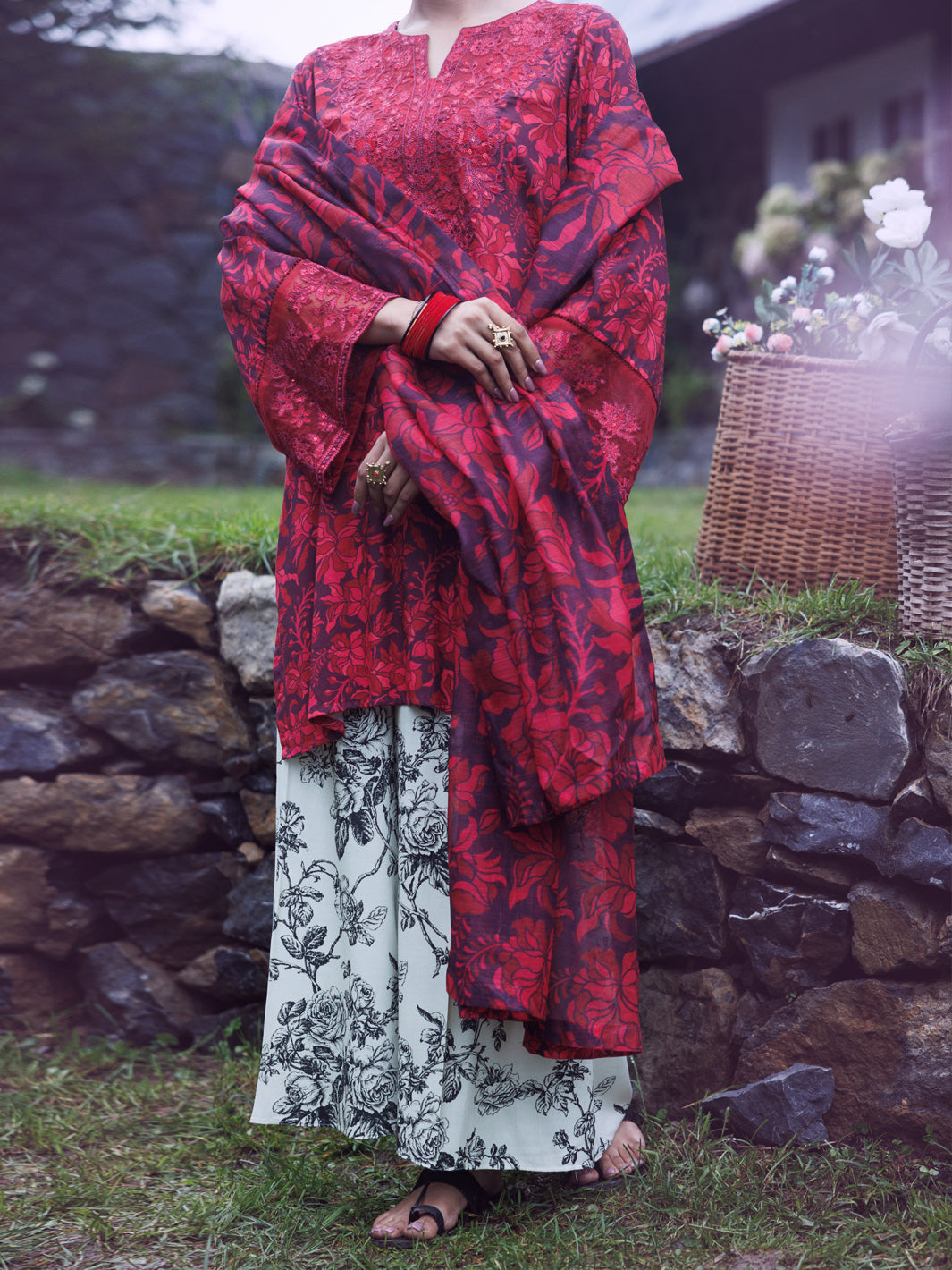 Red Viscose 3Pc Stitched - AWP-3PS-752