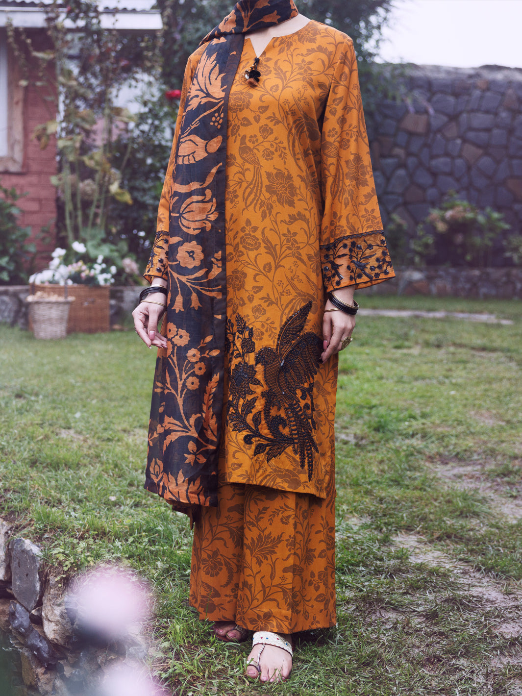 Mustard Viscose 3Pc Stitched - AWP-3PS-753