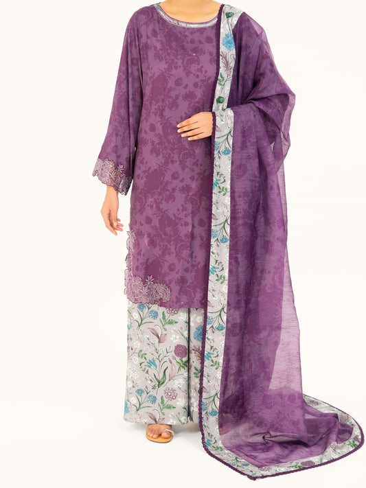 Purple Viscose 3Pc Stitched - AWP-3PS-754