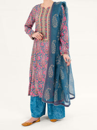 Teal Poly-Raw Silk 3Pc Stitched - AWP-3PS-756