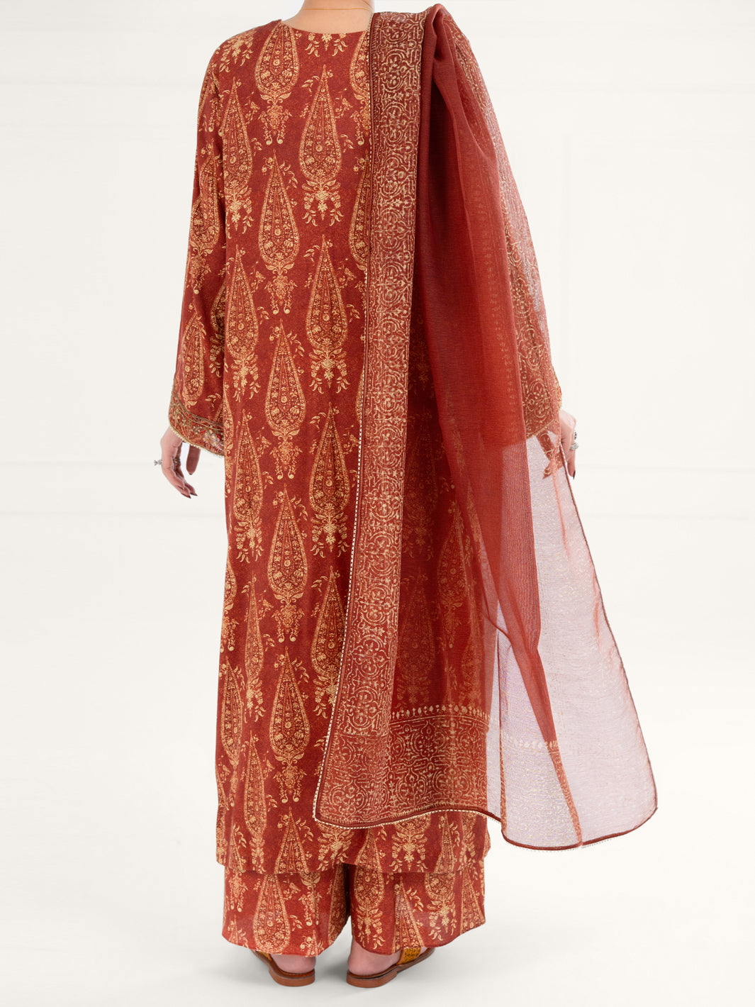 Brown Poly-Raw Silk 3Pc Stitched - AWP-3PS-757