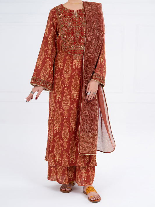 Brown Poly-Raw Silk 3Pc Stitched - AWP-3PS-757