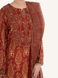 Brown Poly-Raw Silk 3Pc Stitched - AWP-3PS-757