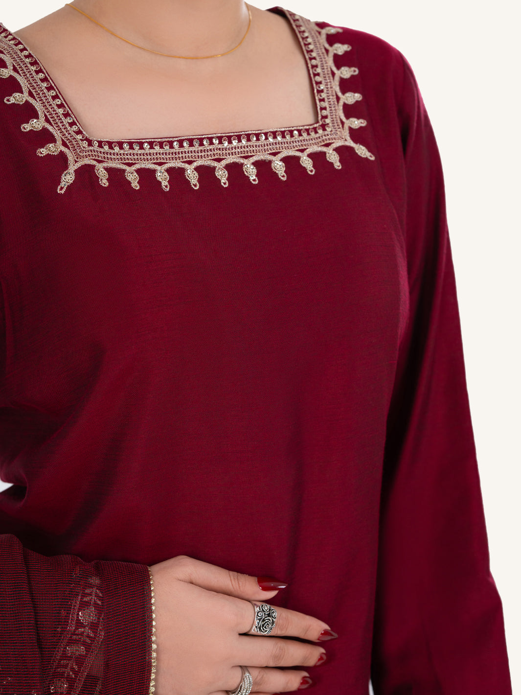 Maroon Yarn Dyed 3Pc Stitched - AWP-3PS-759