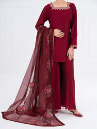 Maroon Yarn Dyed 3Pc Stitched - AWP-3PS-759