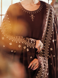 Dark Brown Viscose Karandi Dyed 3Pc Stitched - AWP-3PS-761