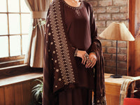 Dark Brown Viscose Karandi Dyed 3Pc Stitched - AWP-3PS-761