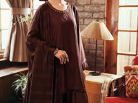 Dark Brown Viscose Karandi Dyed 3Pc Stitched - AWP-3PS-761