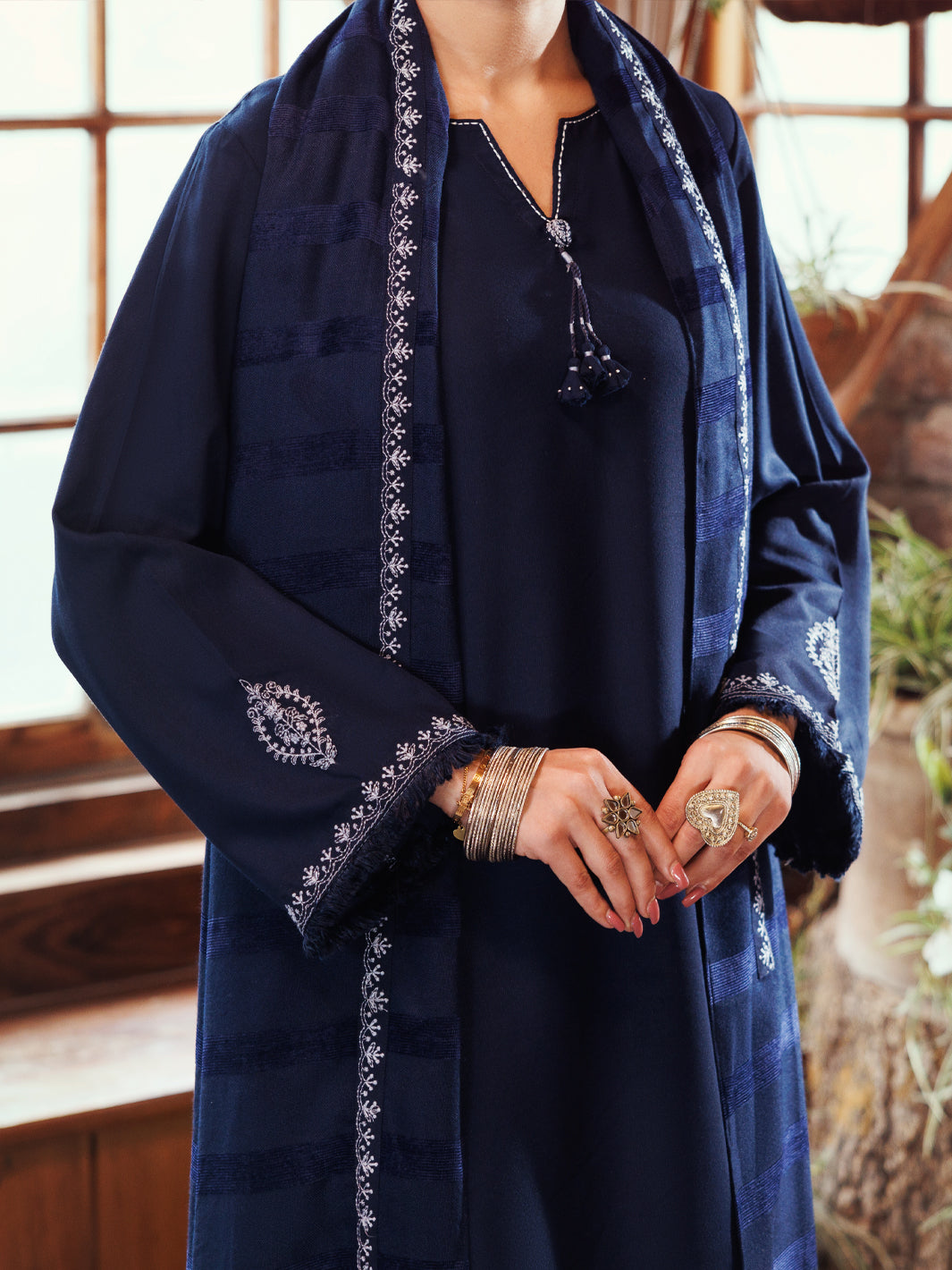 Blue Viscose Karandi Dyed 3Pc Stitched - AWP-3PS-762