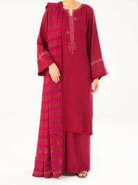 Maroon Viscose Karandi Dyed 3Pc Stitched - AWP-3PS-763