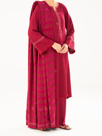 Maroon Viscose Karandi Dyed 3Pc Stitched - AWP-3PS-763