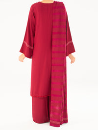 Maroon Viscose Karandi Dyed 3Pc Stitched - AWP-3PS-763