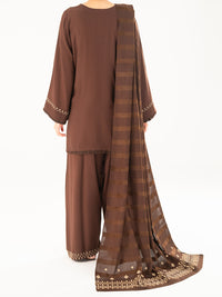 Brown Velvet Stripe 3Pc Stitched - AWP-3PS-764