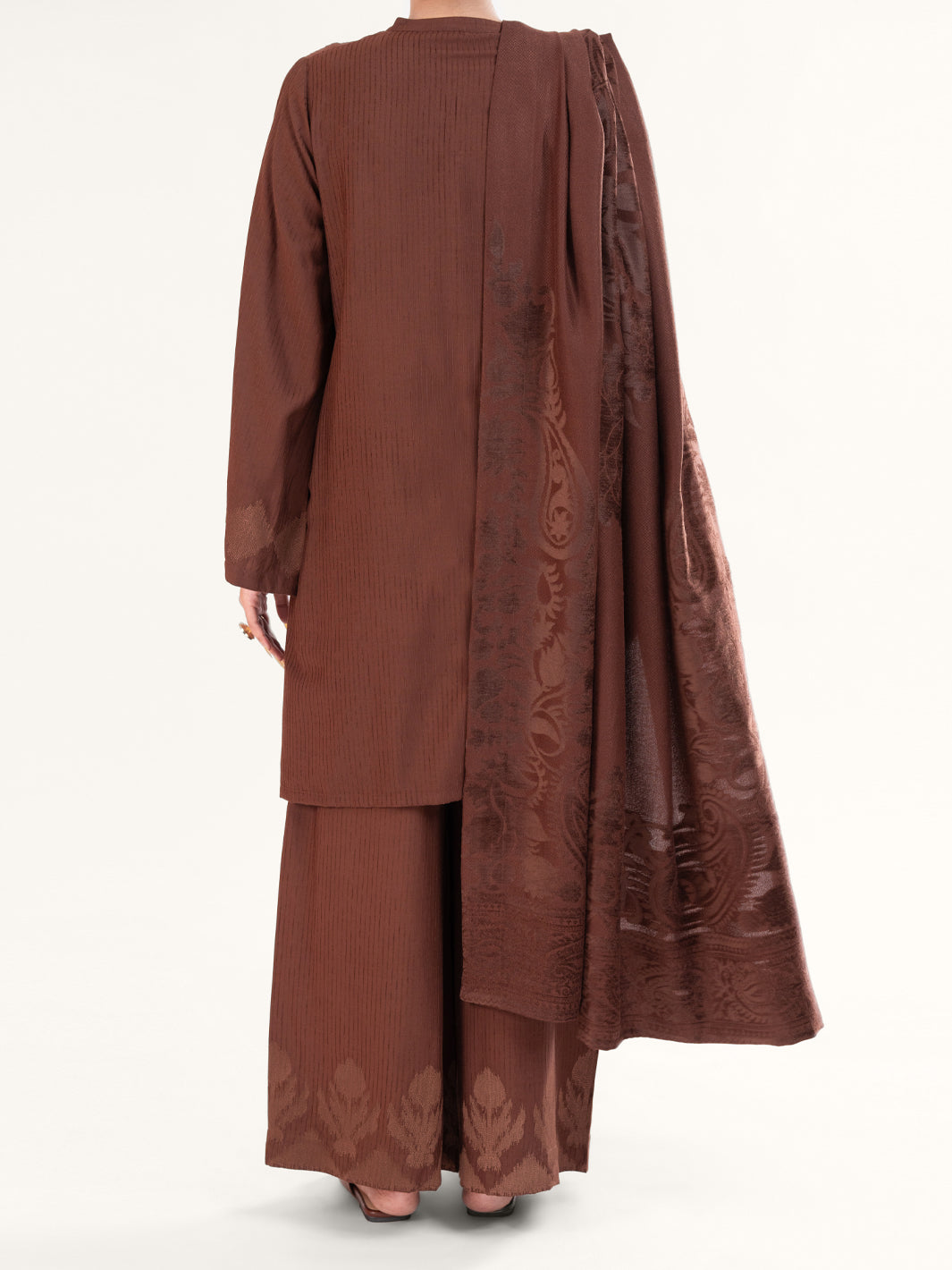 Brown Velvet Stripe 3Pc Stitched - AWP-3PS-764
