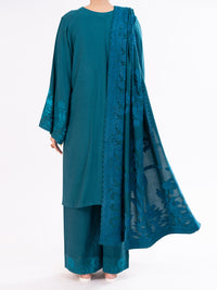 Teal Velvet Stripe 3Pc Stitched - AWP-3PS-765