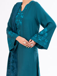 Teal Velvet Stripe 3Pc Stitched - AWP-3PS-765