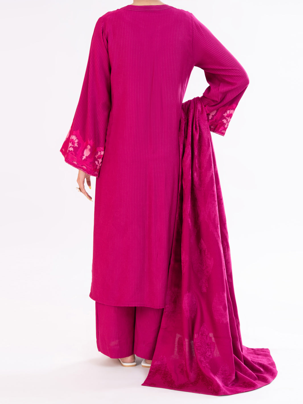 Pink Velvet Stripe 3Pc Stitched - AWP-3PS-766