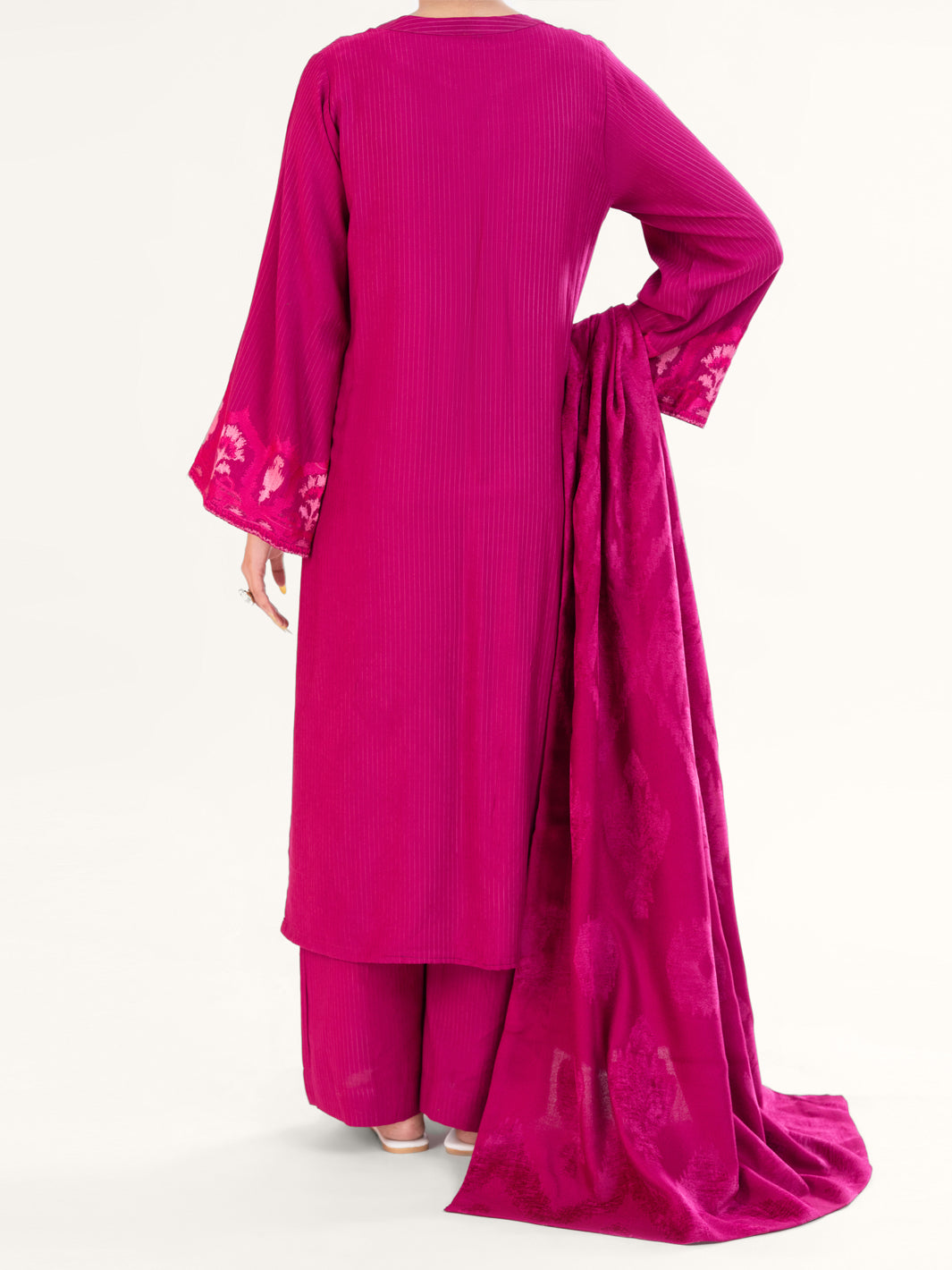 Pink Velvet Stripe 3Pc Stitched - AWP-3PS-766