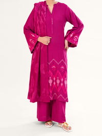 Pink Velvet Stripe 3Pc Stitched - AWP-3PS-766