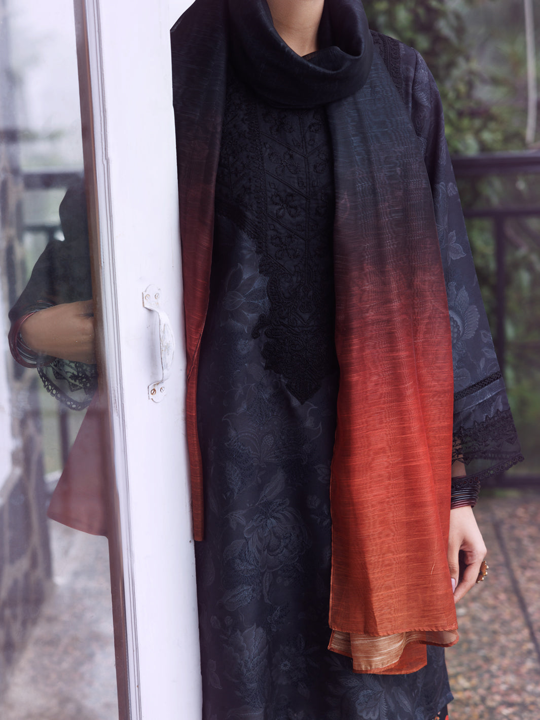 Black Jacquard 3Pc Unstitched - AWP-3PS-767