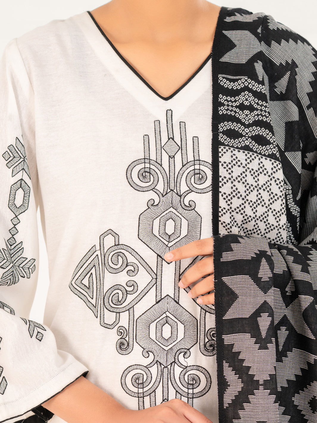 White Light Khaddar 3Pc Stitched - AWP-3PS-770