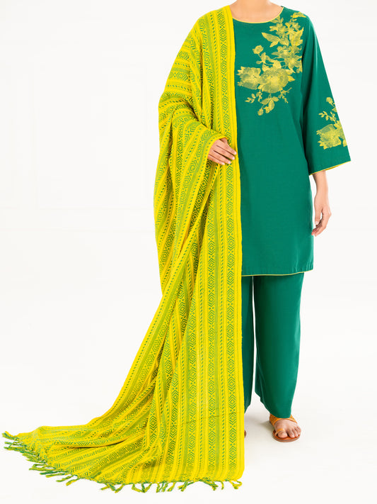 Green Karandi 3Pc Stitched - AWP-3PS-772