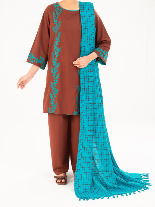 Brown Karandi 3Pc Stitched - AWP-3PS-774