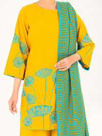 Mustard Light Khaddar 3Pc Stitched - AWP-3PS-775