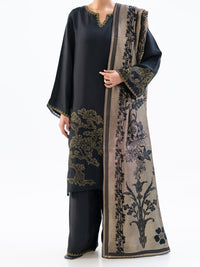 Black Taffeta Silk 3Pc Unstitched - AWP-3PS-777