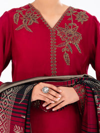 Red Taffeta Silk 3Pc Unstitched - AWP-3PS-778