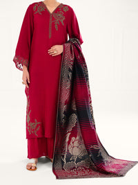 Red Taffeta Silk 3Pc Stitched - AWP-3PS-778