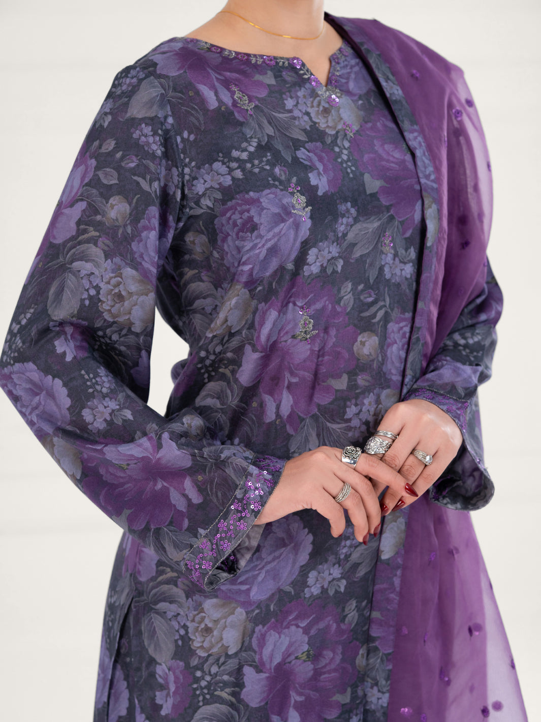 Purple Viscose 3Pc Stitched - AWP-3PS-779