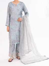 Grey Viscose 3Pc Stitched - AWP-3PS-781