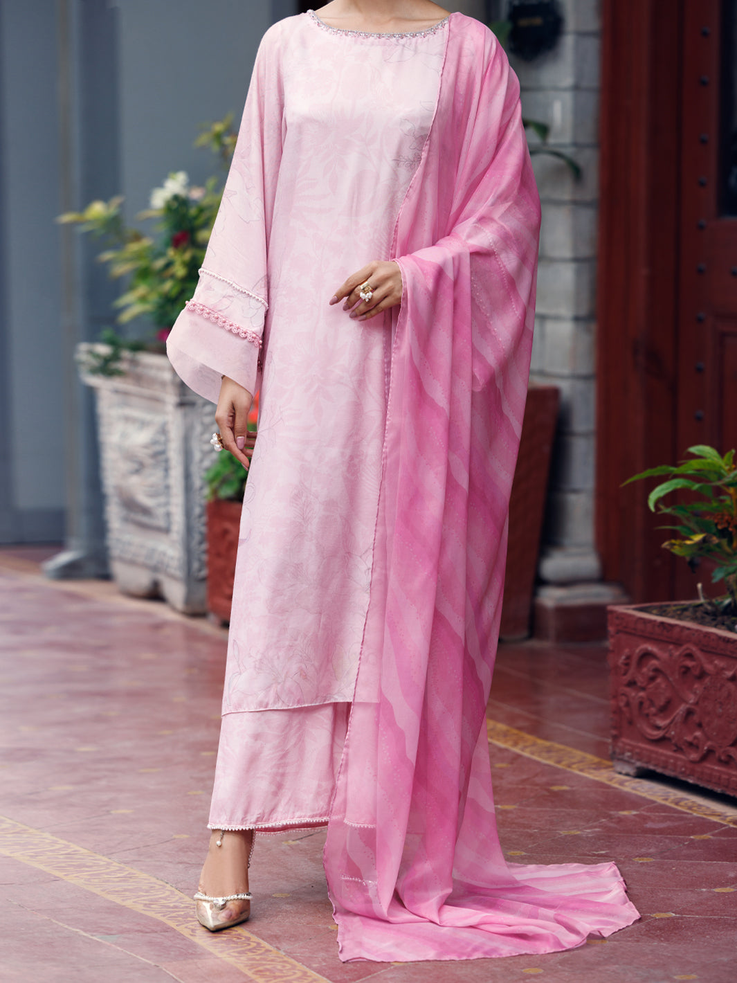 Light Pink Thai Silk 3Pc Stitched - AWP-3PS-784