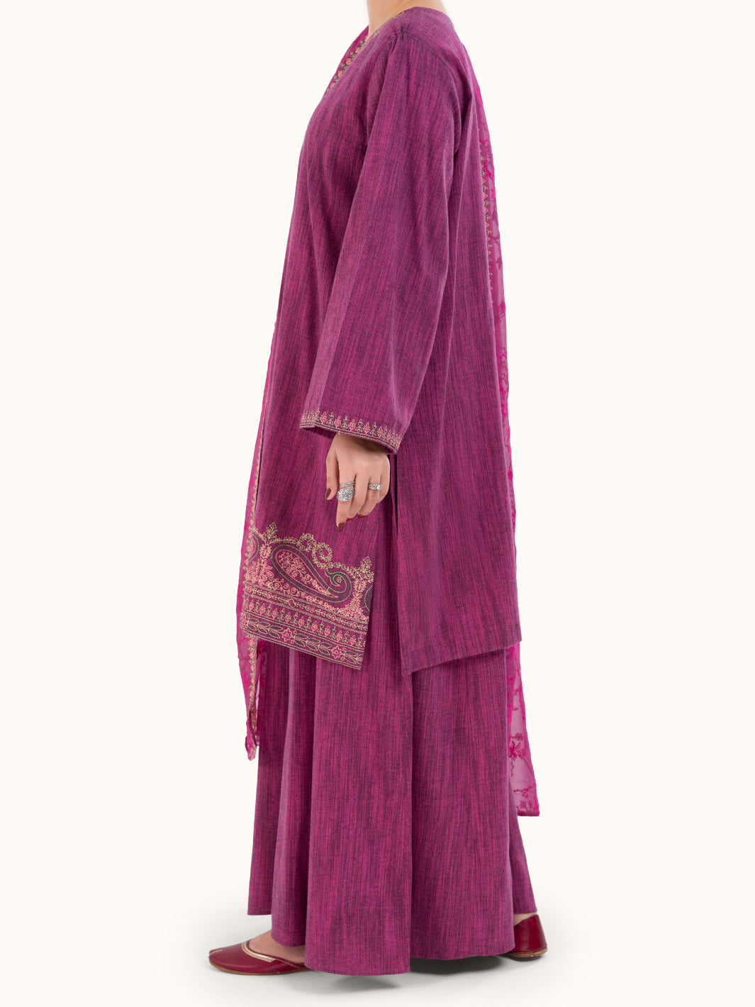 Purple Yarn Dyed 3Pc Stitched - AWP-3PS-785