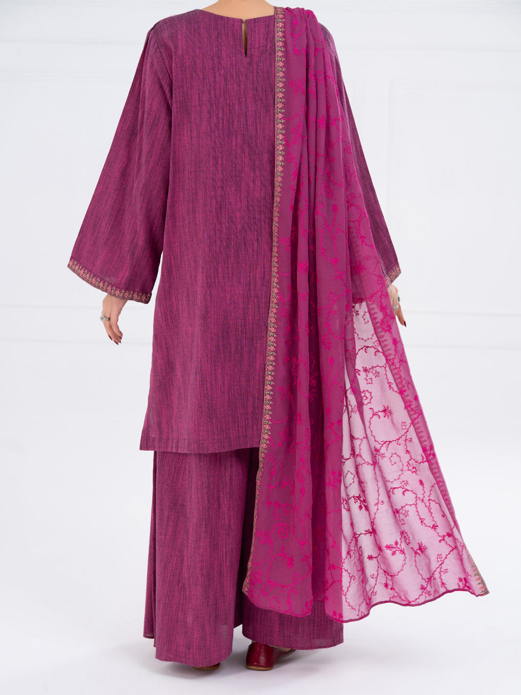 Purple Yarn Dyed 3Pc Stitched - AWP-3PS-785