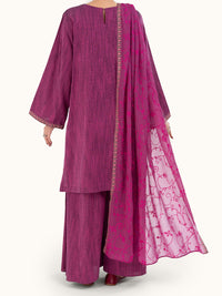 Purple Yarn Dyed 3Pc Stitched - AWP-3PS-785