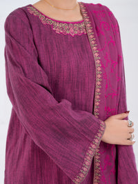 Purple Yarn Dyed 3Pc Stitched - AWP-3PS-785