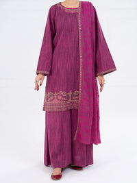 Purple Yarn Dyed 3Pc Stitched - AWP-3PS-785