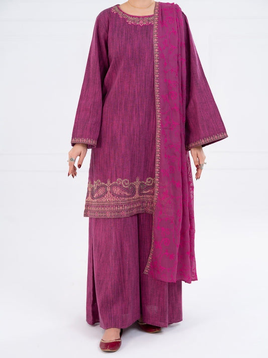 Purple Yarn Dyed 3Pc Stitched - AWP-3PS-785