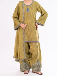 Mehndi Green Yarn Dyed 3Pc Stitched - AWP-3PS-786