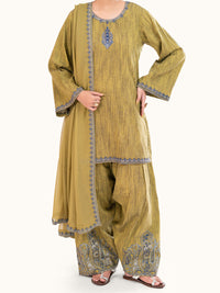 Mehndi Green Yarn Dyed 3Pc Stitched - AWP-3PS-786