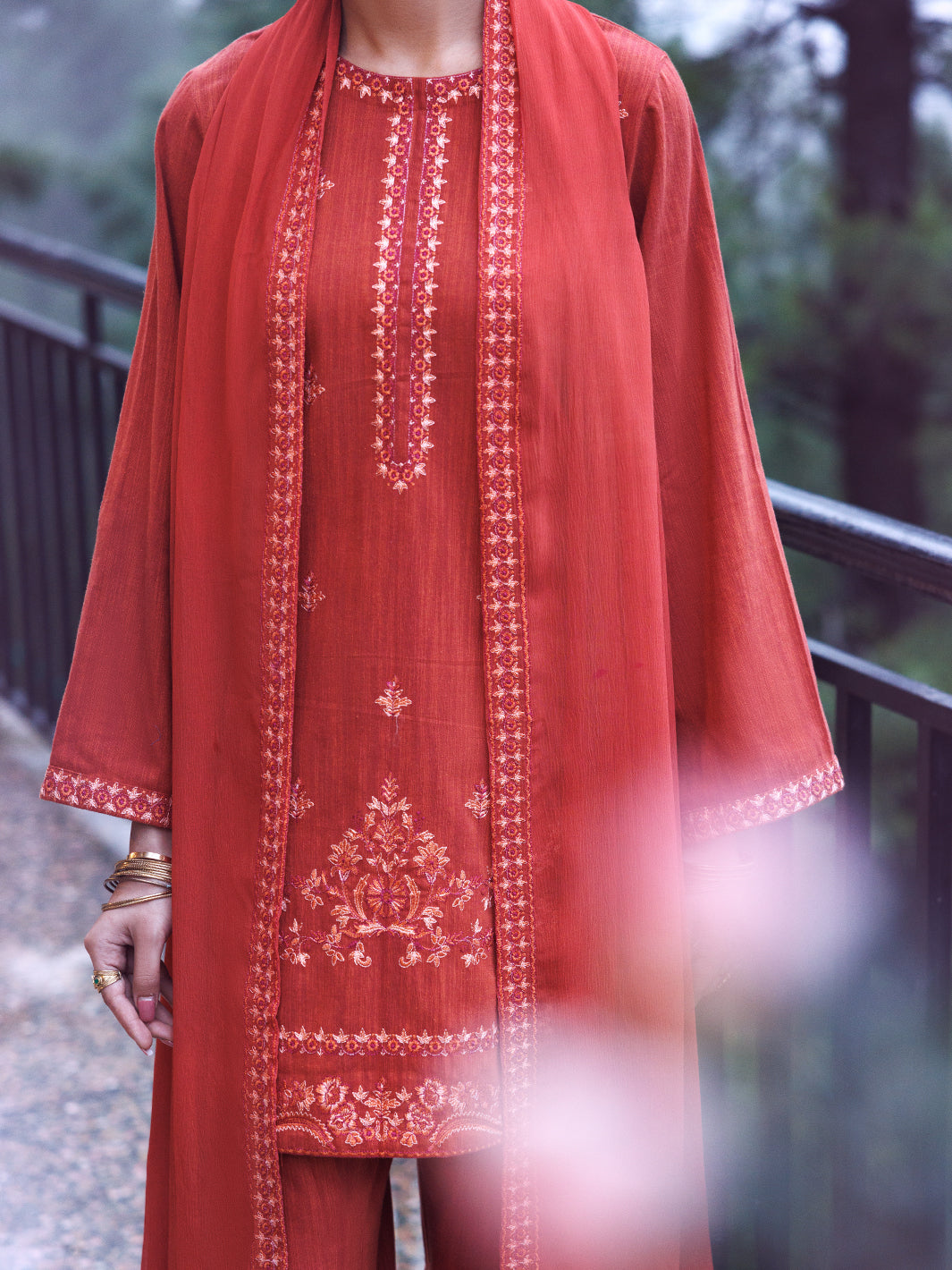 Rust Yarn Dyed 3Pc Stitched - AWP-3PS-787