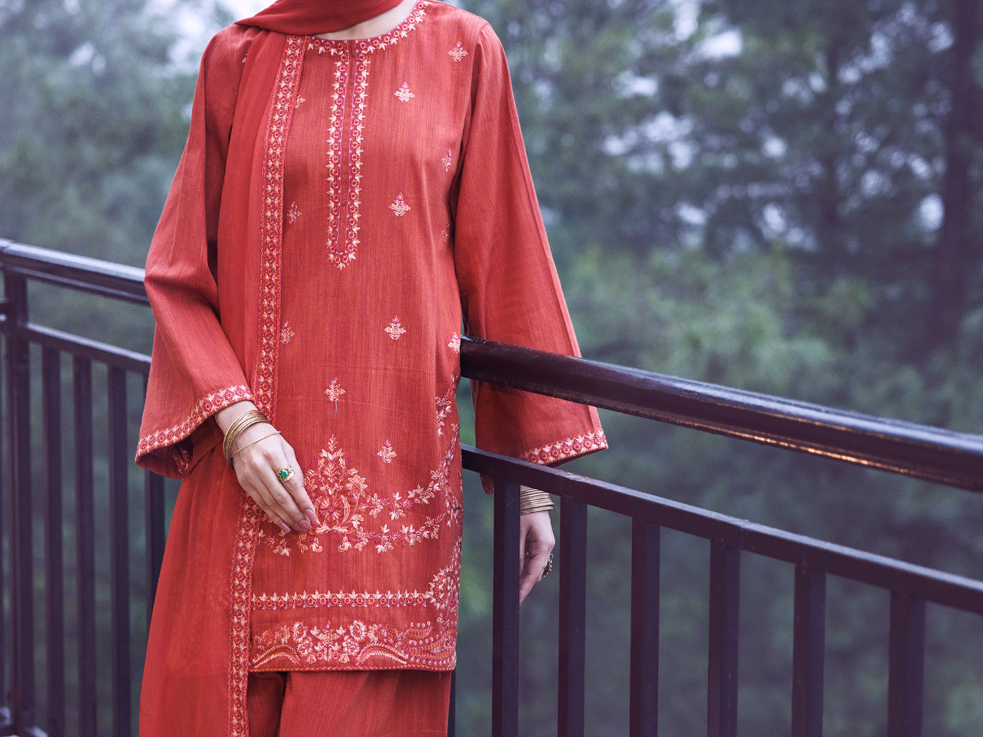 Rust Yarn Dyed 3Pc Stitched - AWP-3PS-787