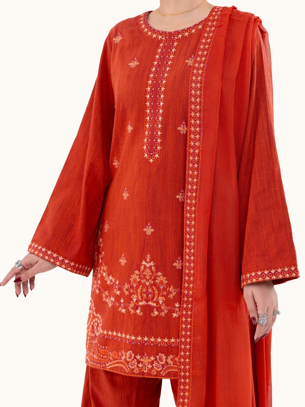 Rust Yarn Dyed 3Pc Stitched - AWP-3PS-787